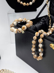 15mm marbled Resin Bead Stretch Bracelet