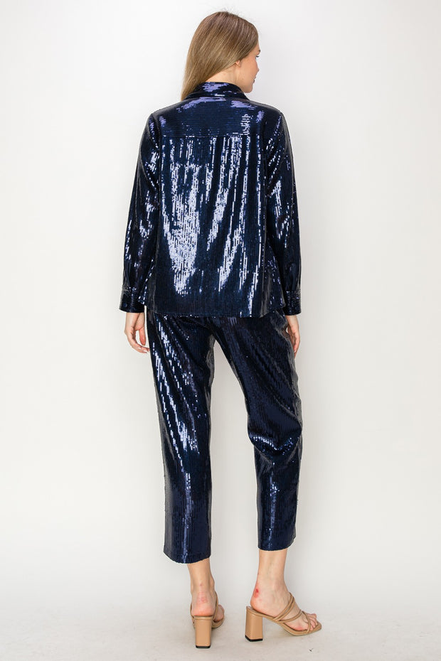 Sequin Shirt Top and Pull-on Pant (Available in Black Only)