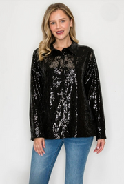 Sequin Shirt Top and Pull-on Pant (Available in Black Only)