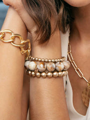 15mm marbled Resin Bead Stretch Bracelet