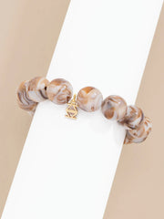 15mm marbled Resin Bead Stretch Bracelet