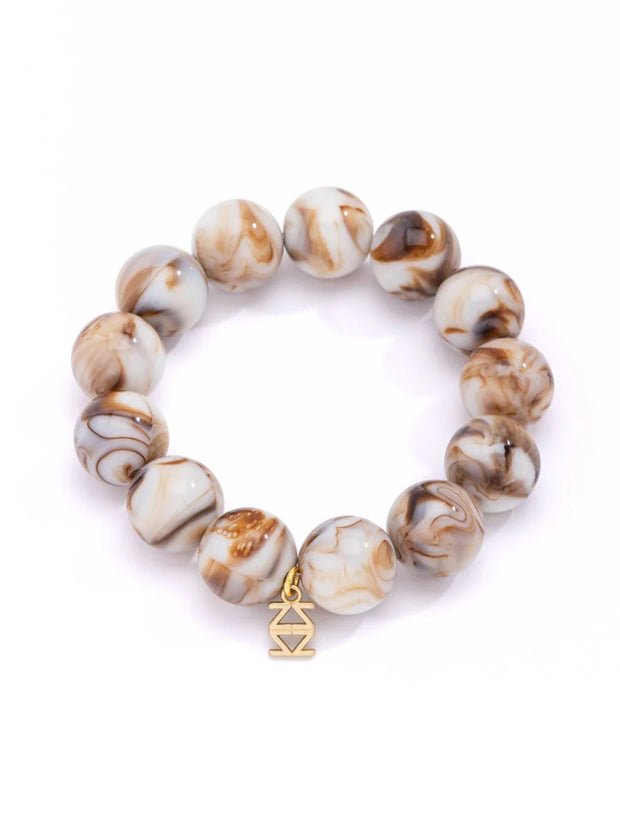 15mm marbled Resin Bead Stretch Bracelet