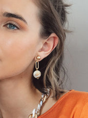 Marbled Resin Bead Link Drop Earring