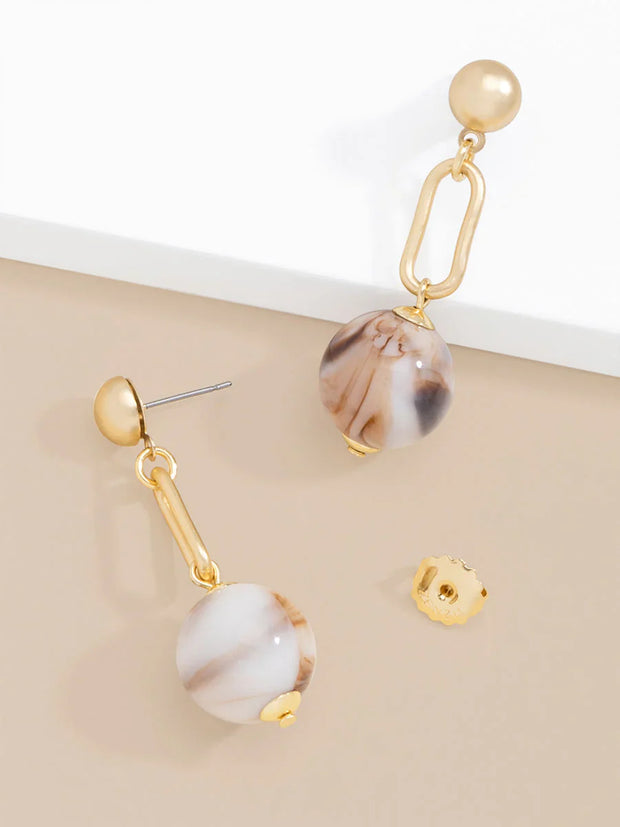 Marbled Resin Bead Link Drop Earring