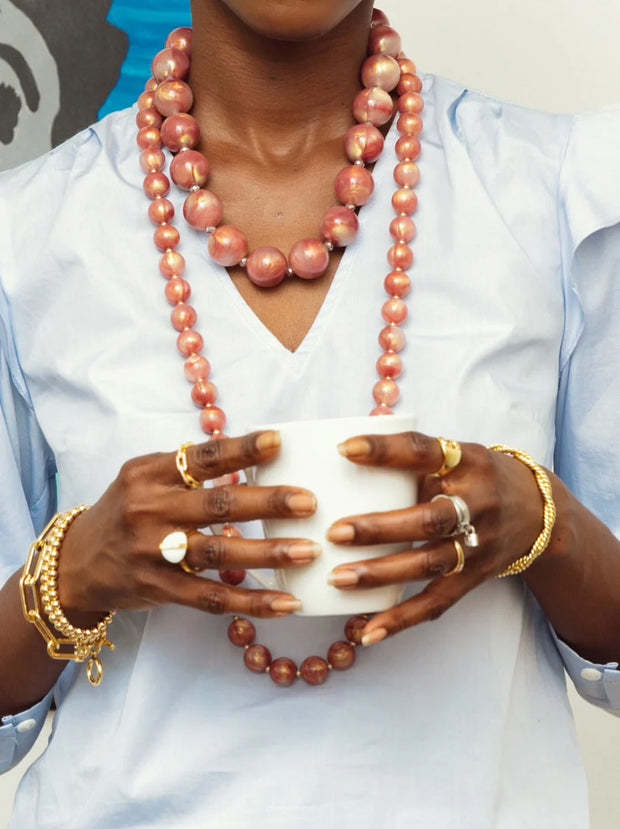 Iridescent Chunky Beaded Collar Neckace