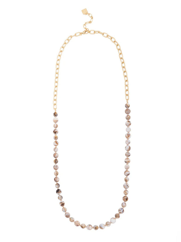 Marbled Resin Beaded Links Long Necklace