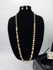 Marbled Resin Beaded Links Long Necklace