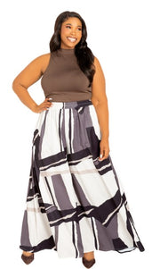Geometric Print High Waist Palazzo Pants