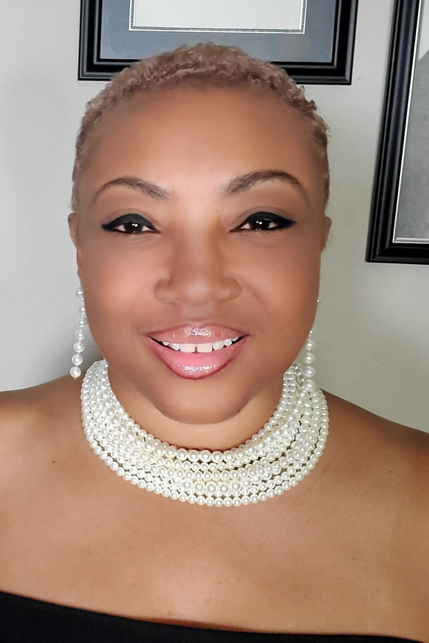 10 Strand Small Pearl Collar Necklace