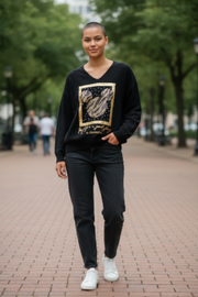 Sequin Mouse Metallic Sweater