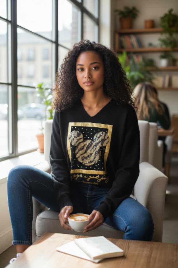 Sequin Mouse Metallic Sweater