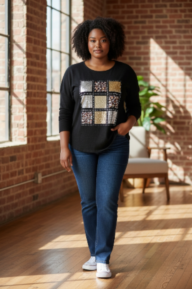 "Tik-Tac-Toe" Pull On Sweater