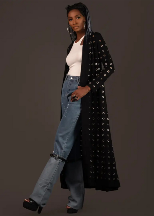 Knit Open Front Long Cardigan