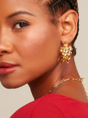 Flower Cluster Hoop Earrings