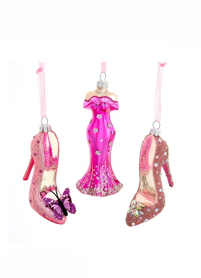 Glass Dress & Shoes Ornaments (Sold Individually)