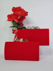 Velvet Clutch with Bow Accent