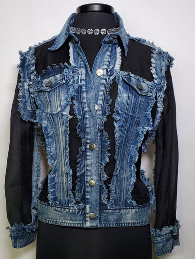 Distressed Denim Fringed Jacket