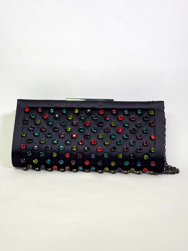 Clutch Handbag with Multi-Color Jewels