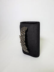 Velvet Clutch with Jeweled Handle