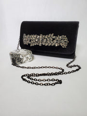 Velvet Clutch with Jeweled Handle