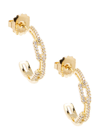 Pave' Crystal Link Hoop Earrings