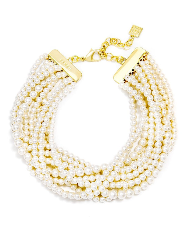 10 Strand Small Pearl Collar Necklace