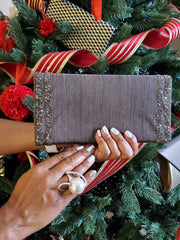 Clutch with Embellished Cut Crystals