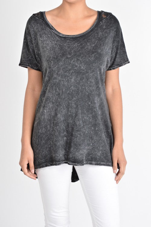 Mineral Wash Lace-Back Top